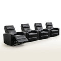 Home Theater Recliners Built for Movie Nights, Power Reclining, Cup Holders, Faux Leather, Set of 4