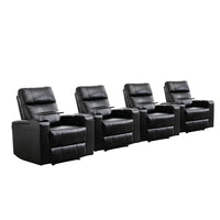33.1'' Wide Modern Faux Leather Power Reclining Home Theater Individual Seat with Cup Holders (Set of 4)