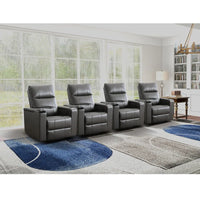 33.1'' Wide Modern Faux Leather Power Reclining Home Theater Individual Seat with Cup Holders (Set of 4)