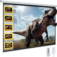 Motorized Projector Screen Designed for Home Theater, 110 Inch 16:9, Electric Retractable, Remote Control