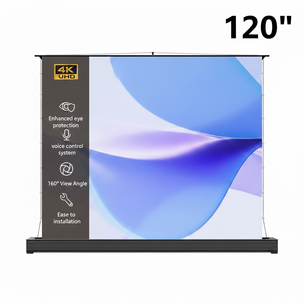 120" ALR Motorized Floor Rising Projector Screen for Long/Standard Throw Projector,Movie Screen for Home Theater,Motorized Projector Screen 4K/8K Ultra HD, Active 3D