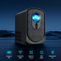 Portable Projector Built for 4K Streaming, WiFi Bluetooth Connectivity, 350 ANSI Lumens, Electric Focus