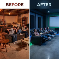 33.1'' Wide Modern Faux Leather Power Reclining Home Theater Individual Seat with Cup Holders (Set of 4) — Before & After