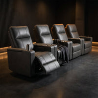 33.1'' Wide Modern Faux Leather Power Reclining Home Theater Individual Seat with Cup Holders (Set of 4) — Studio Shot