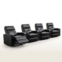 33.1'' Wide Modern Faux Leather Power Reclining Home Theater Individual Seat with Cup Holders (Set of 4) — Studio Shot
