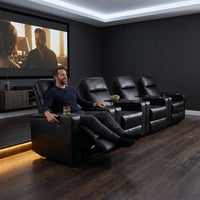 33.1'' Wide Modern Faux Leather Power Reclining Home Theater Individual Seat with Cup Holders (Set of 4) — Lifestyle