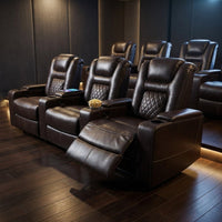 36.22" W Luxury Individual Seat Top Faux Leather Home Theater Seat Recliners Quadruple Seat with USB & Dual Cup Holders & Arm Storage (Set of 4) — Studio Shot