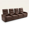 Home Theater Recliners Built for Ultimate Comfort, Faux Leather Upholstery, USB Charging Ports, Set of 4