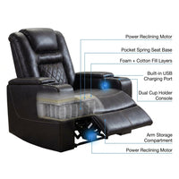 36.22" W Luxury Individual Seat Top Faux Leather Home Theater Seat Recliners Quadruple Seat with USB & Dual Cup Holders & Arm Storage (Set of 4) — How It Works
