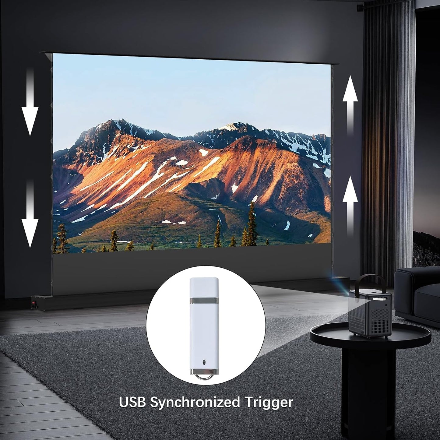 120" Motorized ALR Projector Screen Floor Rising Standard/Long Throw Projector