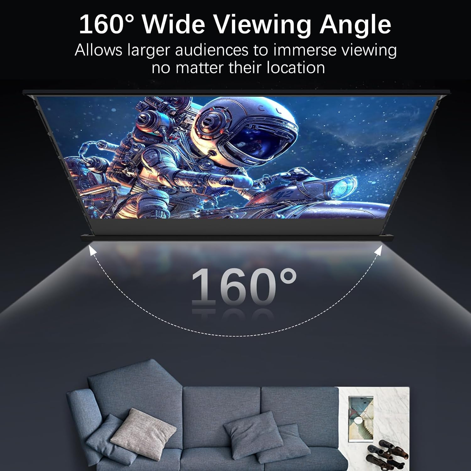 120" Motorized ALR Projector Screen Floor Rising Standard/Long Throw Projector