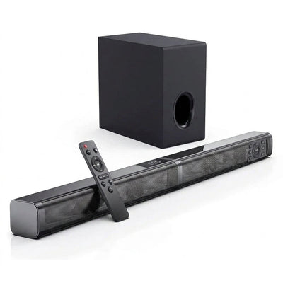 TV Soundbar System Built for Home Theater, 80W Power, 2.1 Channel, Bluetooth 5.0, Wireless Subwoofer