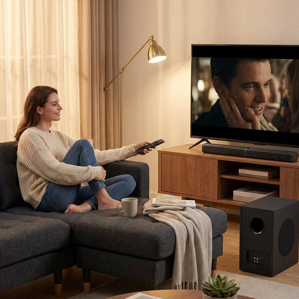 TV Soundbar System Built for Home Theater, 80W Power, 2.1 Channel, Bluetooth 5.0, Wireless Subwoofer