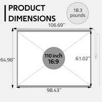 Motorized Projector Screen Designed for Home Theater, 110 Inch 16:9, Electric Retractable, Remote Control