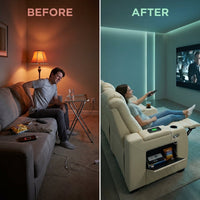 Faux Leather Power Home Theater Recliner — Before & After