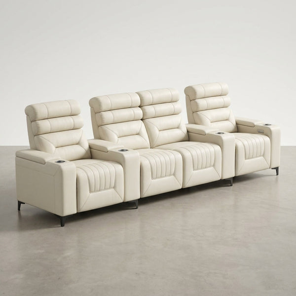 Home Theater Recliner Built for Movie Nights, Power Reclining, USB Ports, Storage, Cup Holders