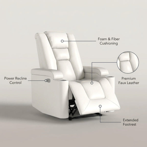 Faux Leather Power Home Theater Recliner — infographic
