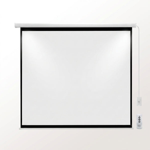 Projector Screen Motorized Auto Pull down Screens(110'' 16:9 White) | Electric Automatic Wall Ceiling Retractable Movie Screen for Office Classroom Indoor with Remotes 4K HD 3D — Studio Shot
