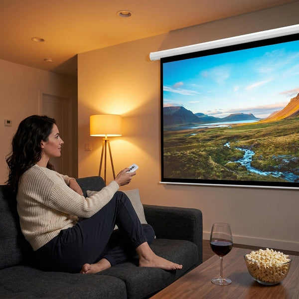 Motorized Projector Screen Designed for Home Theater, 110 Inch 16:9, Electric Retractable, Remote Control