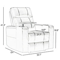 33.1'' Wide Modern Faux Leather Power Reclining Home Theater Individual Seat with Cup Holders (Set of 4)