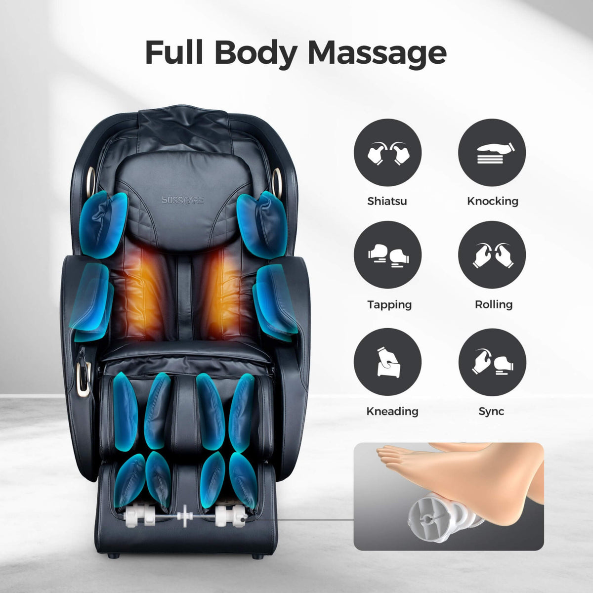 BossCare SAK32840 3D Zero-Gravity Massage Chair with App Control