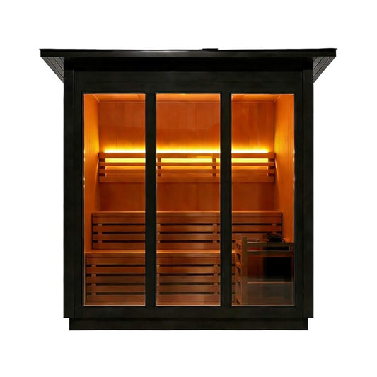 4-Person Canadian Red Cedar Outdoor Steam Sauna