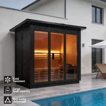 4-Person Canadian Red Cedar Outdoor Steam Sauna
