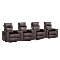 33.1'' Wide Modern Faux Leather Power Reclining Home Theater Individual Seat with Cup Holders (Set of 4)