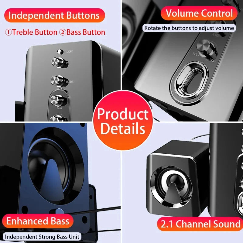 Computer Speakers Home Theater System Caixa De Som PC Bass Subwoofer Bluetooth Speaker Music Surround for Boombox Desktop Laptop