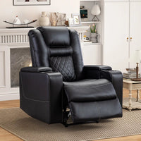 36.22" W Luxury Individual Seat Top Faux Leather Home Theater Seat Recliners Quadruple Seat with USB & Dual Cup Holders & Arm Storage (Set of 4)