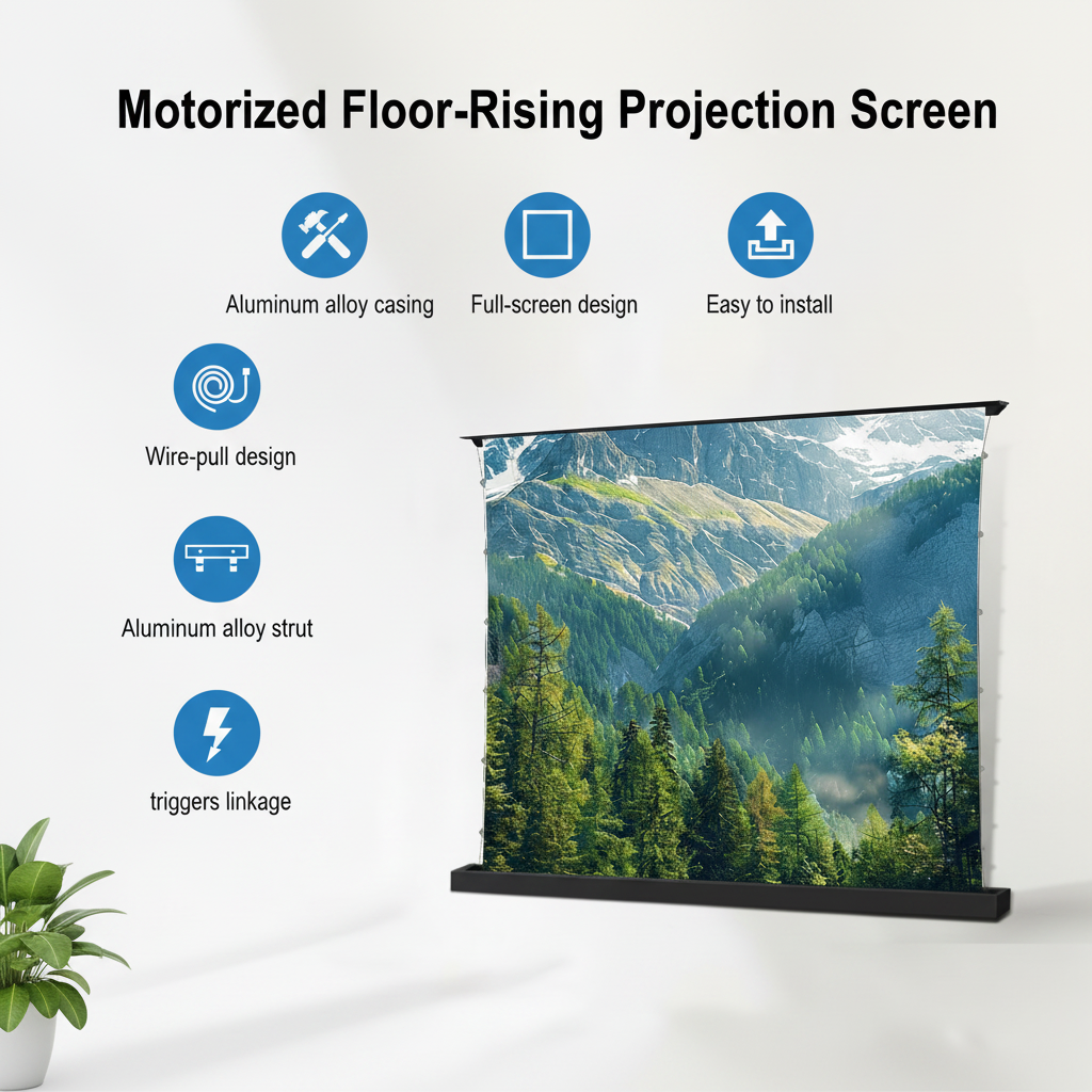 120" ALR Motorized Floor Rising Projector Screen for Long/Standard Throw Projector,Movie Screen for Home Theater,Motorized Projector Screen 4K/8K Ultra HD, Active 3D