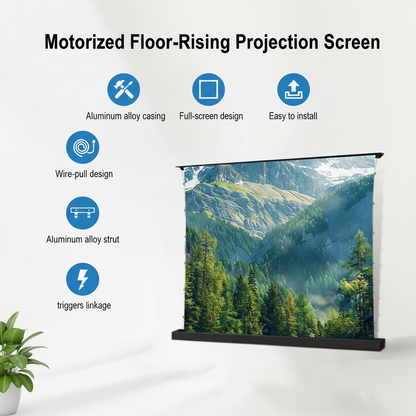 120" ALR Motorized Floor Rising Projector Screen for Long/Standard Throw Projector,Movie Screen for Home Theater,Motorized Projector Screen 4K/8K Ultra HD, Active 3D