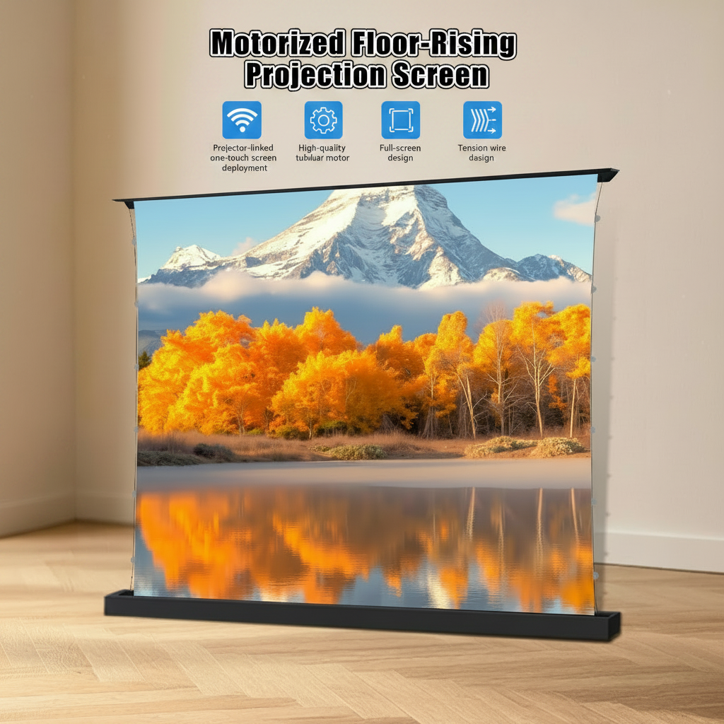120" ALR Motorized Floor Rising Projector Screen for Long/Standard Throw Projector,Movie Screen for Home Theater,Motorized Projector Screen 4K/8K Ultra HD, Active 3D